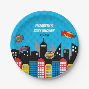Vibrant Superhero Birthday Party Favour Paper Plate