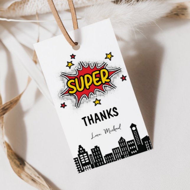Vibrant Superhero Editable Gift Tag (Creator Uploaded)