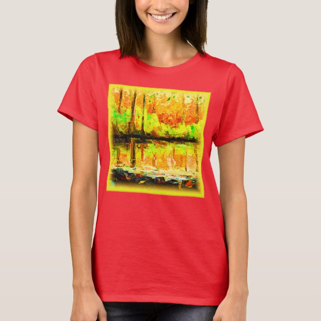 "Vibrant Swamp Forest" Cute Painting. Buy Now T-Shirt (Front)