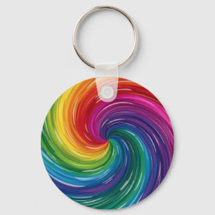 Vibrant Swirl Abstract Print Key Ring