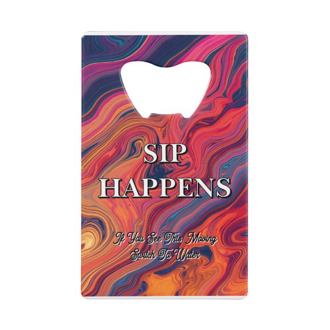 Vibrant Swirl Design Funny Sip Happens Beer (Front)