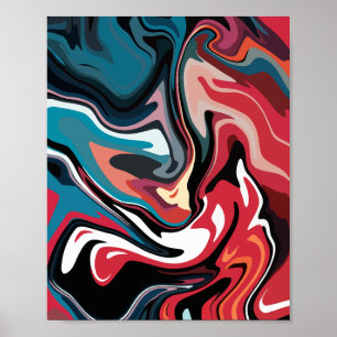 Vibrant Swirl of Bold Contrasting Colours Poster
