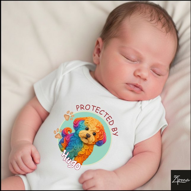 Vibrant Swirl Quilled Bichon Frise dog Portrait Baby Bodysuit (Creator Uploaded)