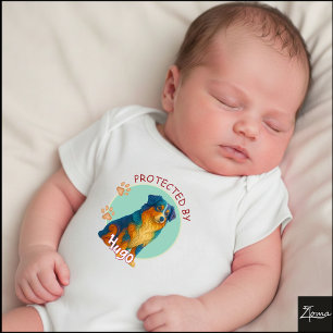 Vibrant Swirl Quilled Dog Portrait Baby Bodysuit
