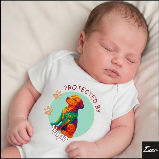 Vibrant Swirl Quilled dog Portrait Baby Bodysuit (Creator Uploaded)
