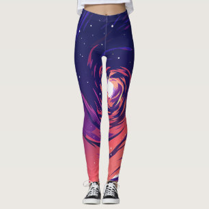 Vibrant Swirling Galaxy with Bright Center Leggings