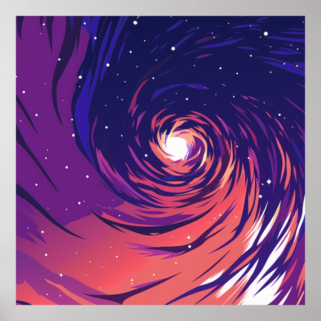 Vibrant Swirling Galaxy with Bright Center Poster (Front)