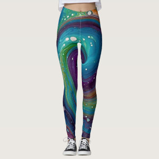 "VIBRANT SWIRLS: A CAPTIVATING MARBLING DIP DESIGN LEGGINGS