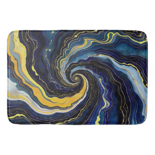 Vibrant Swirls of Blue and Gold 2 Bath Mat