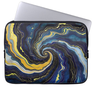 Vibrant Swirls of Blue and Gold 2 Laptop Sleeve