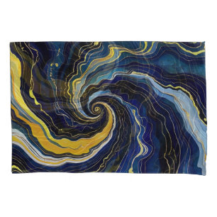 Vibrant Swirls of Blue and Gold 2 Pillowcase