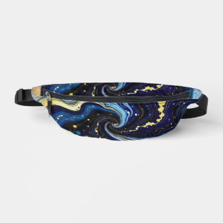 Vibrant Swirls of Blue and Gold 3 Bum Bags