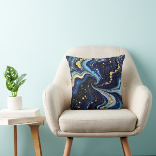 Vibrant Swirls of Blue and Gold 3 Cushion