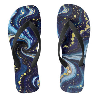 Vibrant Swirls of Blue and Gold 3 Jandals