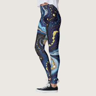 Vibrant Swirls of Blue and Gold 3 Leggings
