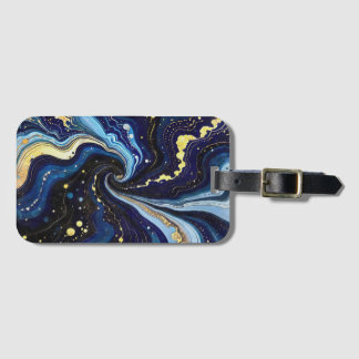 Vibrant Swirls of Blue and Gold 3 Luggage Tag