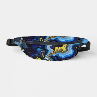 Vibrant Swirls of Blue and Gold 4 Bum Bags