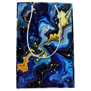 Vibrant Swirls of Blue and Gold 4 Medium Gift Bag