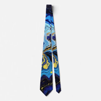 Vibrant Swirls of Blue and Gold 4 Tie