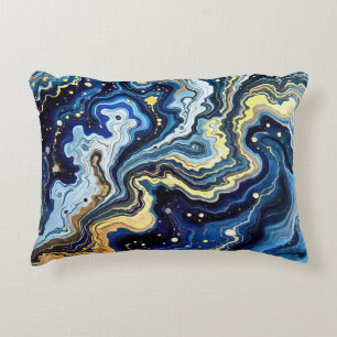Vibrant Swirls of Blue and Gold 5 Decorative Cushion