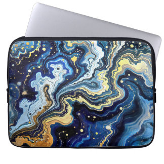 Vibrant Swirls of Blue and Gold 5 Laptop Sleeve