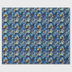 Vibrant Swirls of Blue and Gold 6 Wrapping Paper
