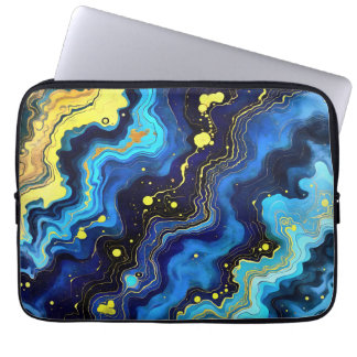 Vibrant Swirls of Blue and Gold 7 Laptop Sleeve