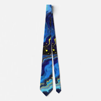 Vibrant Swirls of Blue and Gold 7 Tie