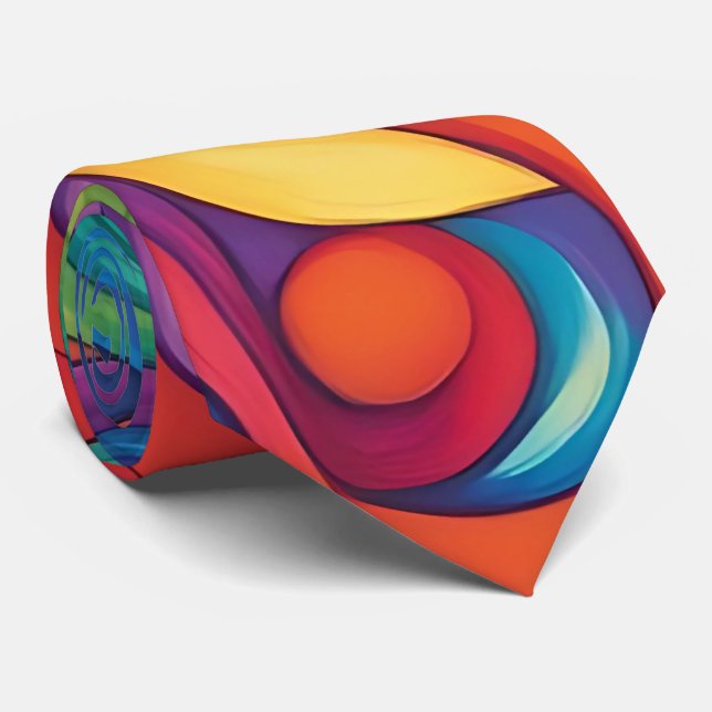 Vibrant Swirls of Colour Neck Tie (Rolled)