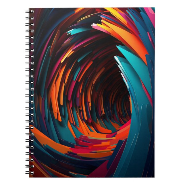 Vibrant Swirly Spiral Tunnel Notebook (Front)