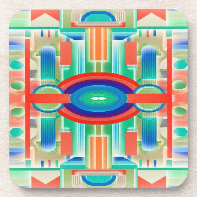 Vibrant Symmetry Geo-Abstract Panel Coaster (Front)