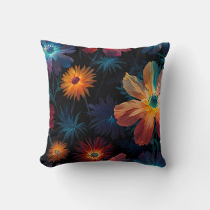 Vibrant Symphony of Coloured bloomed flowers Cushion