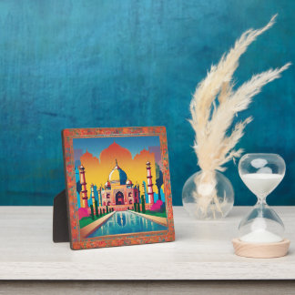 Vibrant Taj Mahal India Colorful Plaque