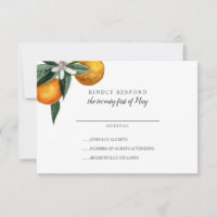 Vibrant Tangerine Citrus Orange Wedding RSVP