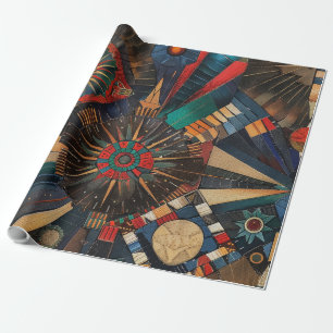 Vibrant Teal "Ancient Indigenous Chronicles" Gift Wrapping Paper
