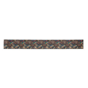 Vibrant Teal "Ancient Indigenous Chronicles" Satin Ribbon