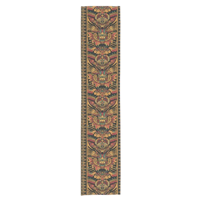Vibrant Teal "Aztec Dream" Pattern Table Runner (Front)