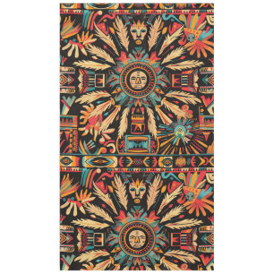 Vibrant Teal "Aztec Dream" Woven Cotton Tablecloth