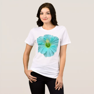 Vibrant Teal Hibiscus Floral Graphic T-shirt  Tri-Blend Shirt