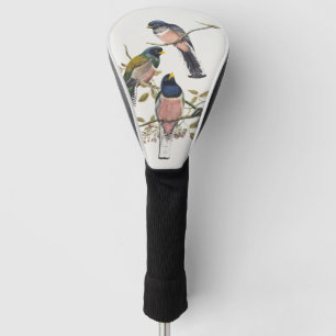 Vibrant Three Trogons Perched Branch Vintage Bird Golf Head Cover