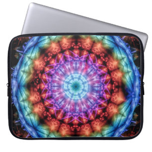 Vibrant Tie Dye Kaleidoscope Rainbow Mandala Laptop Sleeve