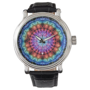 Vibrant Tie Dye Kaleidoscope Rainbow Mandala Watch