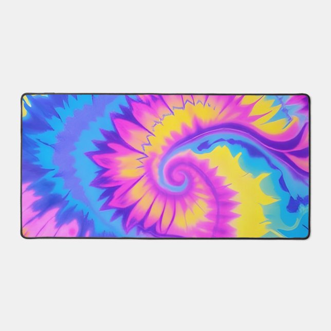 Vibrant Tie-Dye Wide Mouse Pad (Front)