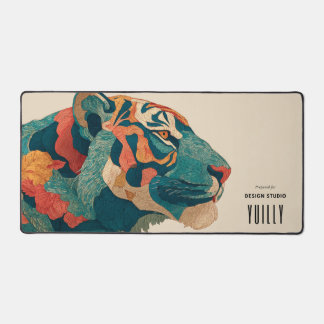 Vibrant Tiger Illustration  Desk Mat