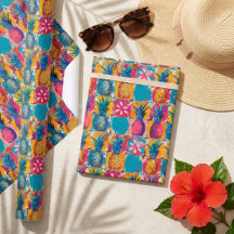 Vibrant Tile with Bold and Colourful Pineapples