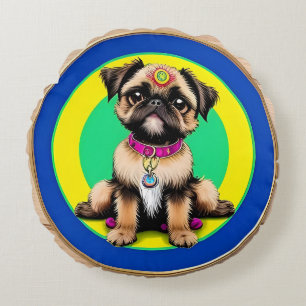 🌸 Vibrant Tiny Pup Cosy Cute Home Style 🌸 Round Cushion
