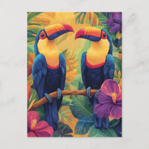 Vibrant Toucan PaintingTropical Birds in Paradise Postcard