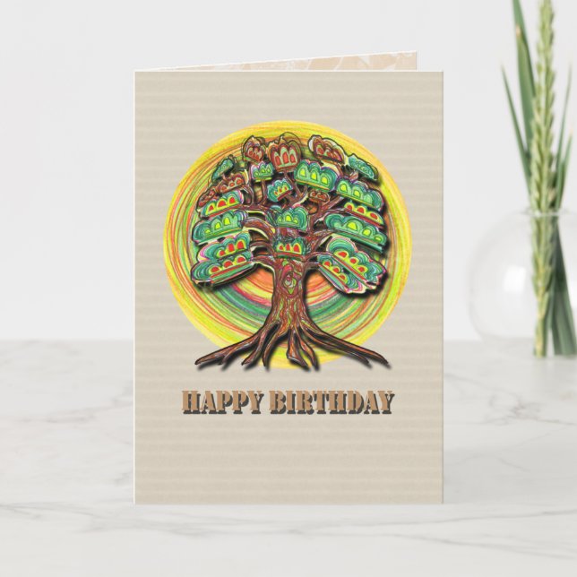 Vibrant Tree Birthday Card (Front)