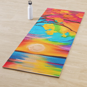 Vibrant Tree of Life Painting Yoga Mat