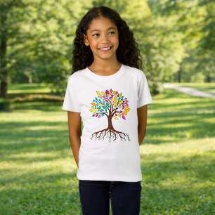 Vibrant Tree of Life: Roots and colourful leaves T-Shirt